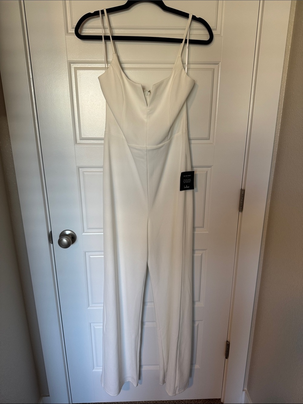Lulu's Ivory Spaghetti-Strap Wide-Leg Jumpsuit